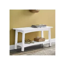 Kirklands Home Benches & Ottomans|Willis Wooden Lower Shelf Bench White