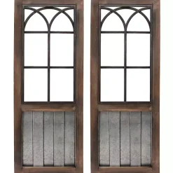 Kirklands Home Wall Plaques|Willow Farms Window Plaque, Set of 2 Brown