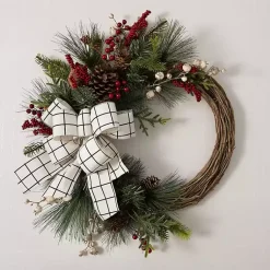 Sale Windowpane Plaid Berry Bow Wreath Christmas Wreaths