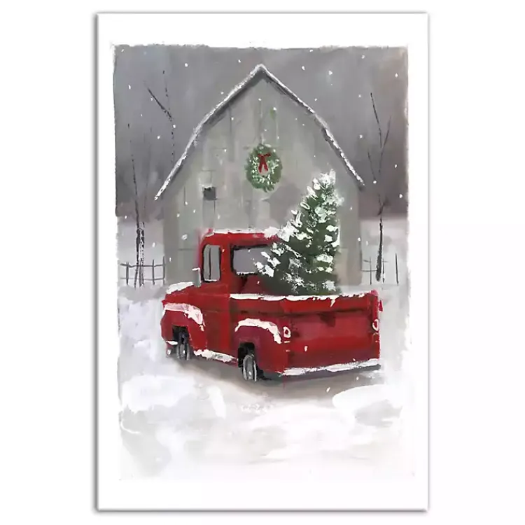Hot Winter Barn and Truck Canvas Art Print Christmas Art & Wall Decor
