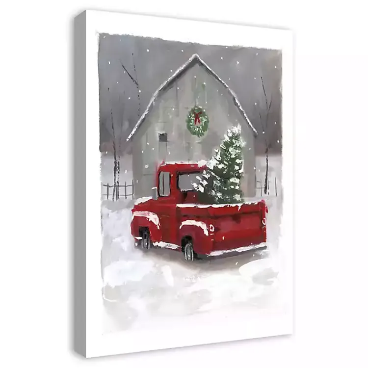 Hot Winter Barn and Truck Canvas Art Print Christmas Art & Wall Decor