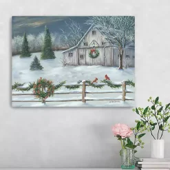 Clearance Winter Barn Landscape Canvas Art Print Christmas Art & Wall Decor