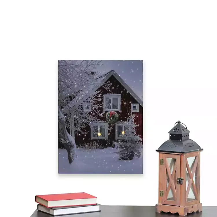 Hot Winter Barn LED Canvas Art Print Christmas Art & Wall Decor
