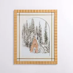 Best Winter Cabin in the Woods Framed Art Print Christmas Art & Wall Decor