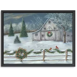 Clearance Winter Christmas Barn Framed Canvas Art Print Christmas Art & Wall Decor