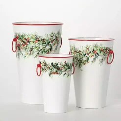 Discount Winter Foliage Metal Vases, Set of 3 Christmas Decorations