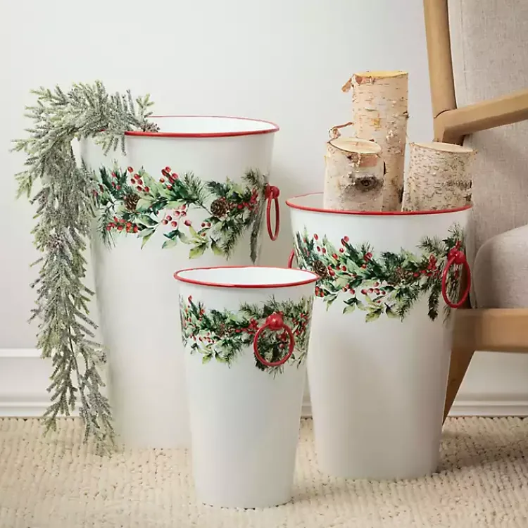 Discount Winter Foliage Metal Vases, Set of 3 Christmas Decorations