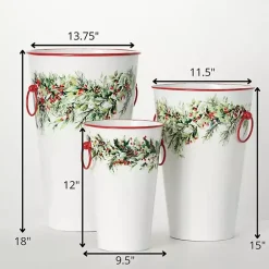 Discount Winter Foliage Metal Vases, Set of 3 Christmas Decorations