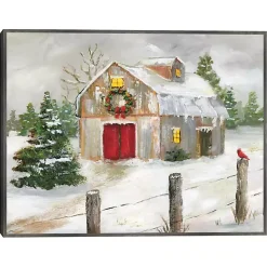 Discount Winter Red Door Barn Framed Art Print Christmas Decorations