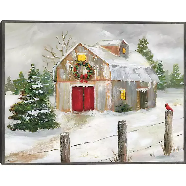 Discount Winter Red Door Barn Framed Art Print Christmas Decorations
