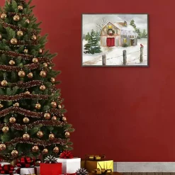 Discount Winter Red Door Barn Framed Art Print Christmas Decorations