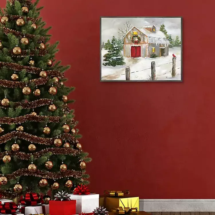 Discount Winter Red Door Barn Framed Art Print Christmas Decorations