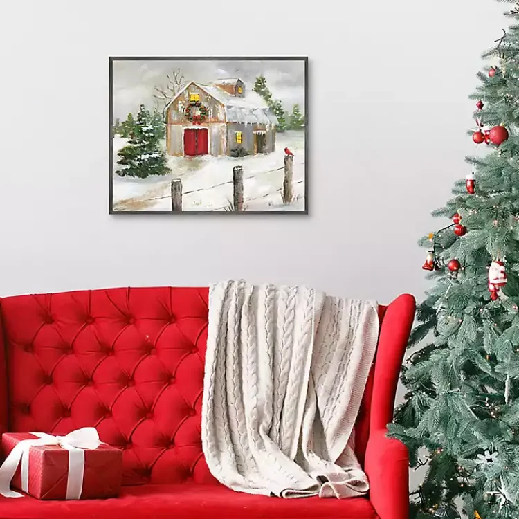 Discount Winter Red Door Barn Framed Art Print Christmas Decorations