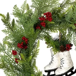 Outlet Winter Skates Christmas Wreath with Red Berries Christmas Wreaths