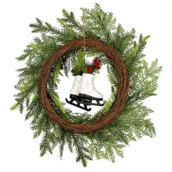 Outlet Winter Skates Christmas Wreath with Red Berries Christmas Wreaths
