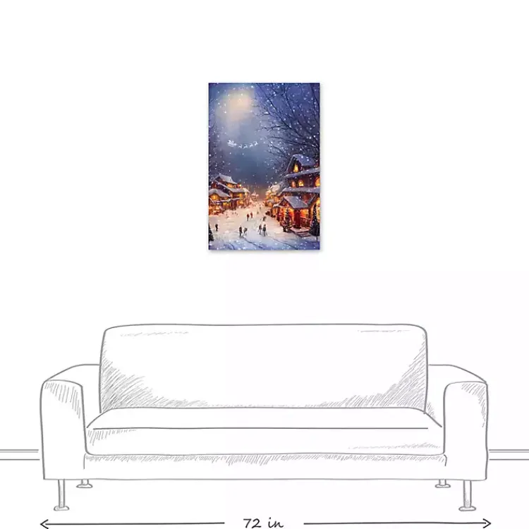 Online Winter Village at Night Canvas Art Print Christmas Art & Wall Decor