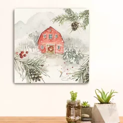 Clearance Wintery Pineberry Barn Canvas Art Print Christmas Art & Wall Decor