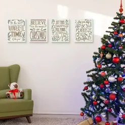 Outlet Wonderful Christmas Canvas Art Prints, Set of 4 Christmas Art & Wall Decor