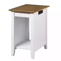 Kirklands Home Accent & End Tables|Wood & Two-Tone Charging Open Accent Table White