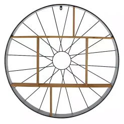 Kirklands Home Shelves|Wood and Iron Bicycle Wheel Shelf