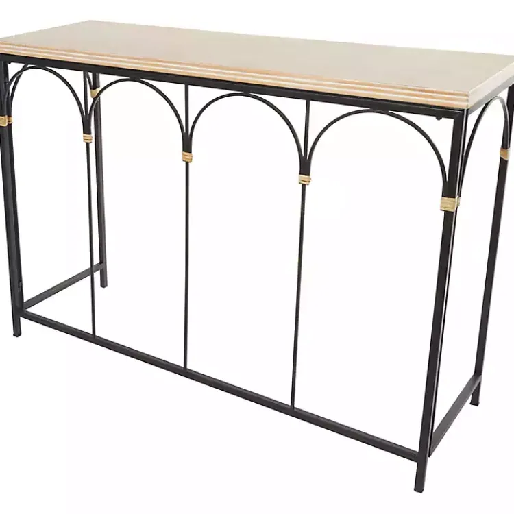 Kirklands Home Console Tables|Wood and Metal Arches Console Table