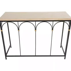 Kirklands Home Console Tables|Wood and Metal Arches Console Table
