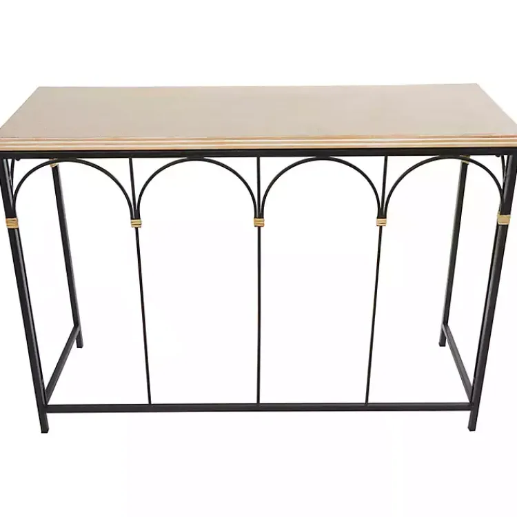 Kirklands Home Console Tables|Wood and Metal Arches Console Table