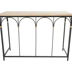 Kirklands Home Console Tables|Wood and Metal Arches Console Table