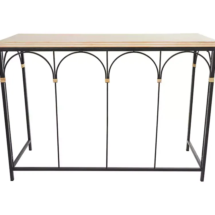 Kirklands Home Console Tables|Wood and Metal Arches Console Table