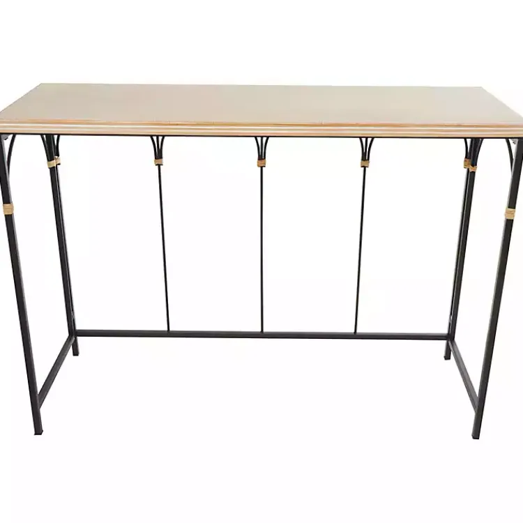 Kirklands Home Console Tables|Wood and Metal Arches Console Table