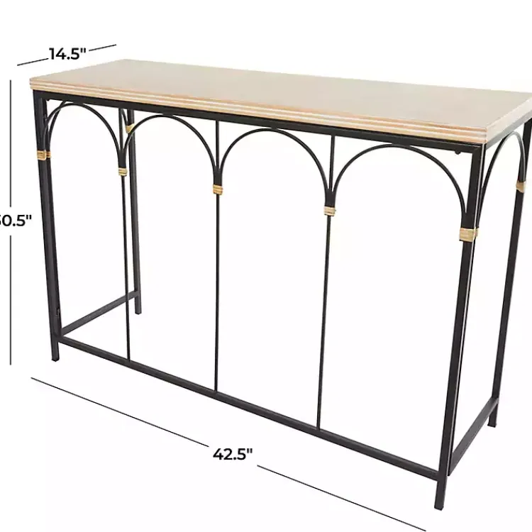 Kirklands Home Console Tables|Wood and Metal Arches Console Table