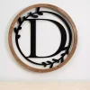 Kirklands Home Monogram Wall Decor|Wood and Metal Laurel Monogram D Plaque