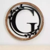 Kirklands Home Monogram Wall Decor|Wood and Metal Laurel Monogram G Plaque