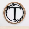 Kirklands Home Monogram Wall Decor|Wood and Metal Laurel Monogram T Plaque