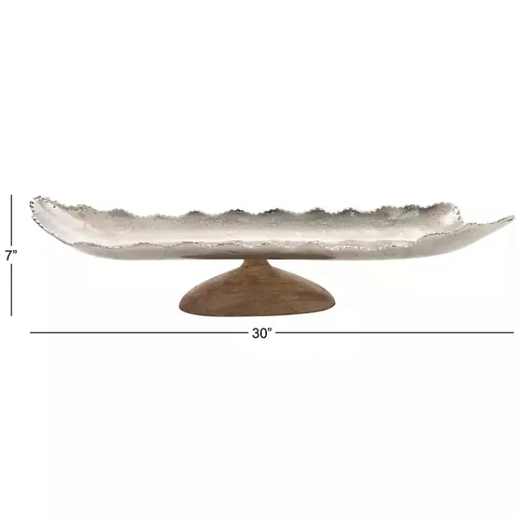 Outlet Wood and Metal Scalloped Rim Tray Decorative Trays