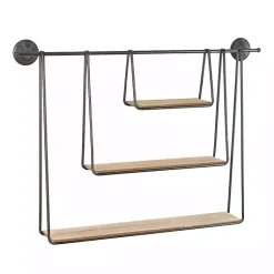 Kirklands Home Shelves|Wood and Metal Three-Tier Side Modern Wall Shelf