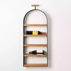 Kirklands Home Shelves|Wood and Metal 5-Tier Wine Bottle Wall Shelf