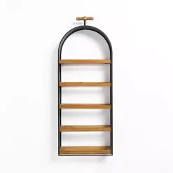 Kirklands Home Shelves|Wood and Metal 5-Tier Wine Bottle Wall Shelf