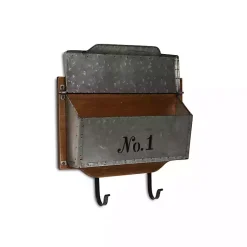 Kirklands Home Wall Storage|Wood and Metal Wall Storage Mail Box with Hooks