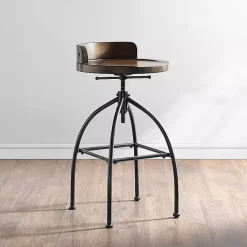 Kirklands Home Bar Stools & Counter Height Stools|Wood Edgar Industrial Adjustable Stool Brown