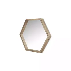 Kirklands Home Decorative Mirrors|Wood Frame Hexagon Wall Mirror