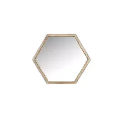 Kirklands Home Decorative Mirrors|Wood Frame Hexagon Wall Mirror