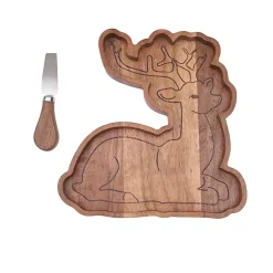 Kirklands Home Serving & Entertaining|Wood Reindeer Serving Board with Spreader Brown