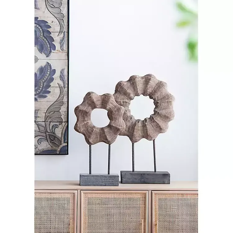 Clearance Wood Wave Ring Figurine Statues & Figurines