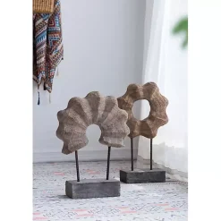 Clearance Wood Wave Ring Figurine Statues & Figurines