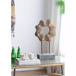 Clearance Wood Wave Ring Figurine Statues & Figurines