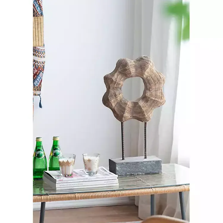 Clearance Wood Wave Ring Figurine Statues & Figurines