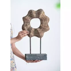 Clearance Wood Wave Ring Figurine Statues & Figurines