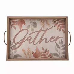 Clearance Wooden Autumn Leaves Gather Serving Tray Decorative Trays
