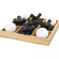 Discount Wooden Black & White 3D Tic Tac Toe Set Decorative Accents